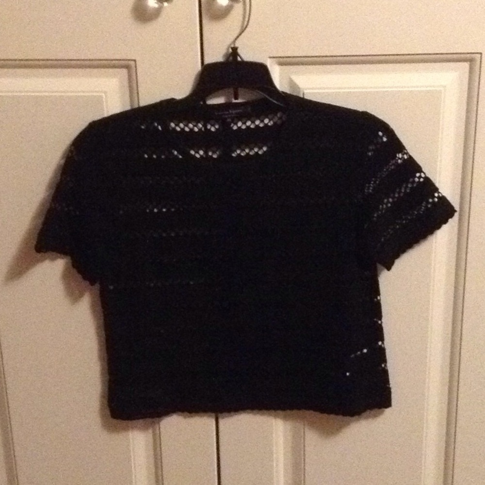 Black knitted top hip length